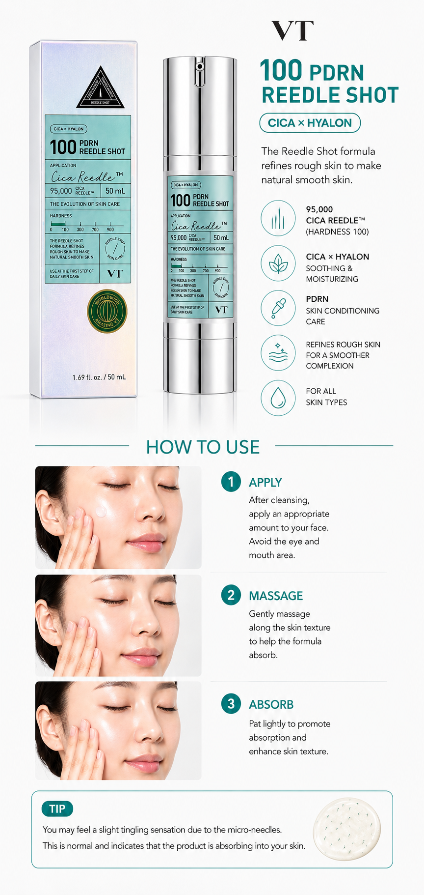 VT 100 PDRN Reedle Shot Serum - 50ml