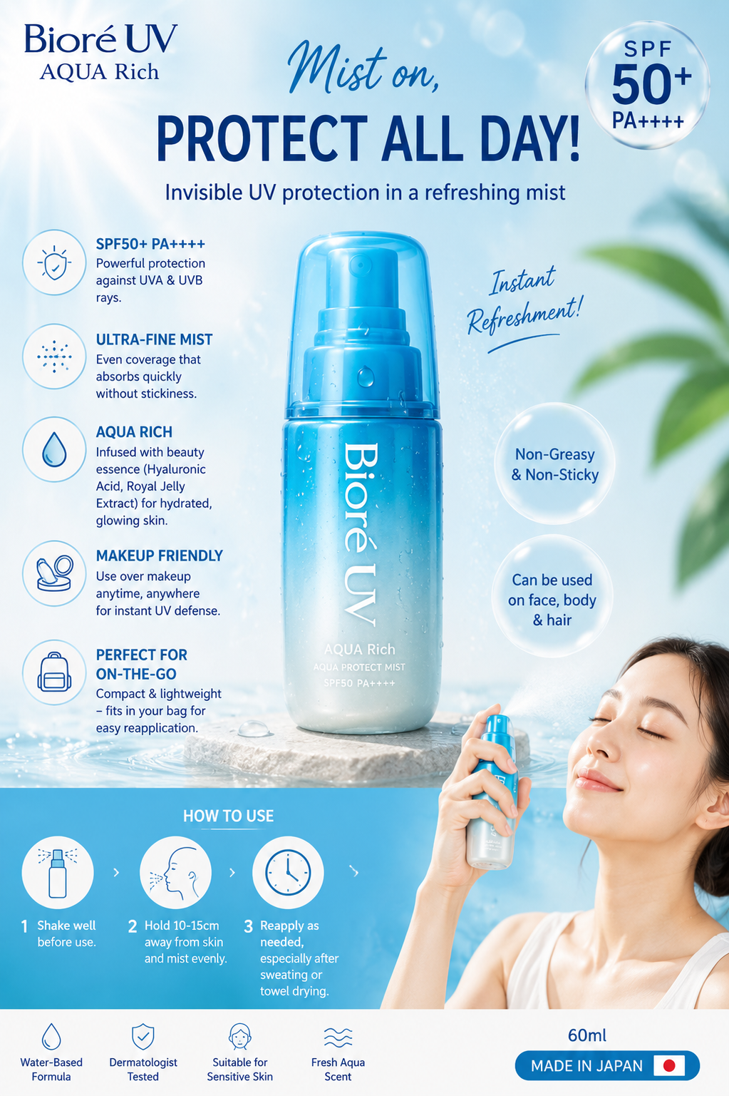Biore UV Aqua Rich Aqua Protect Mist SPF 50+ Spray