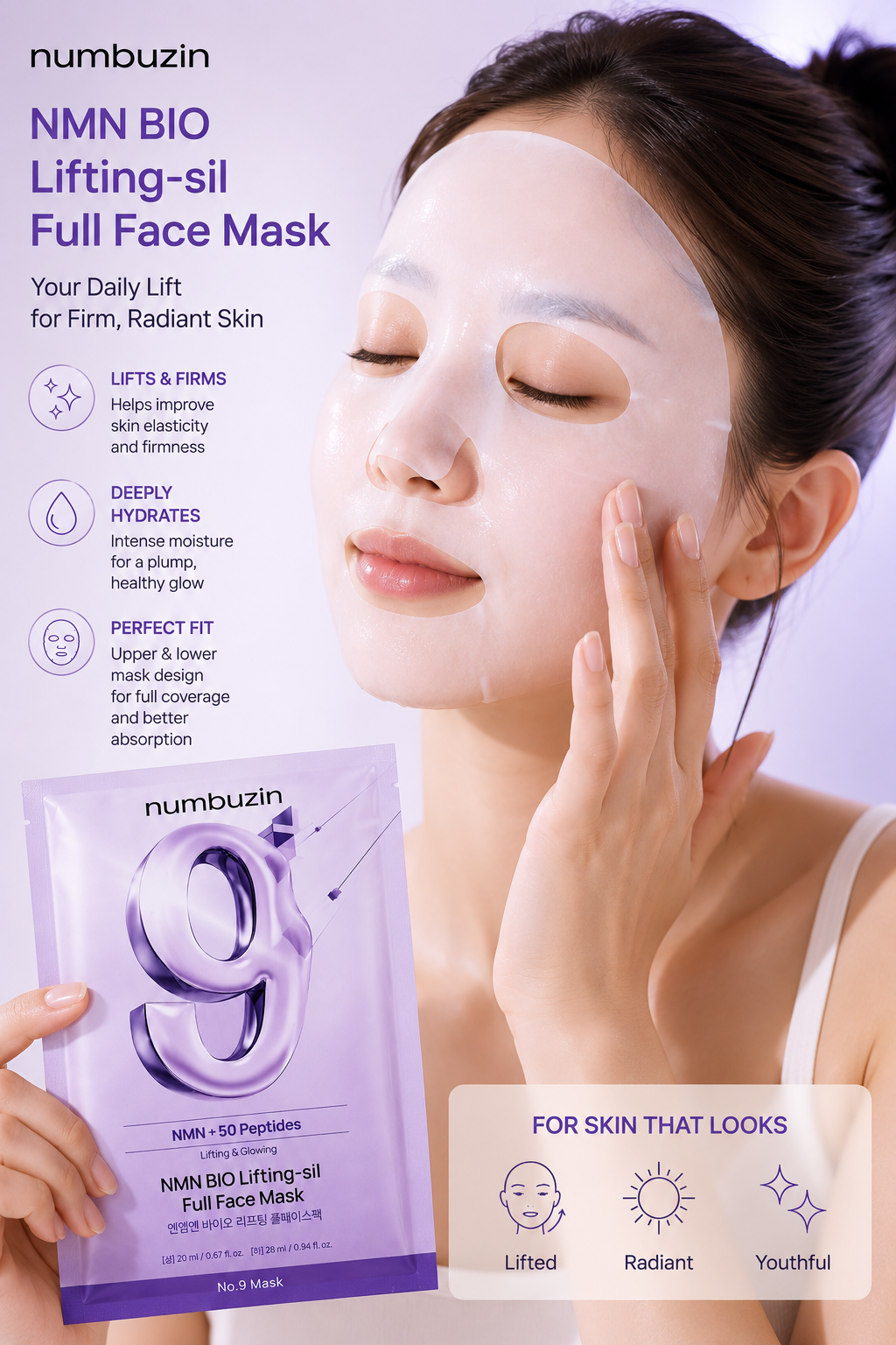 Numbuzin No. 9 NMN Bio Lifting-Sil Face Mask
