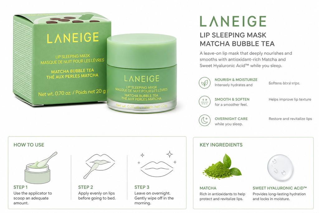 Laneige Lip Sleeping Mask - Matcha Bubble Tea, 20g